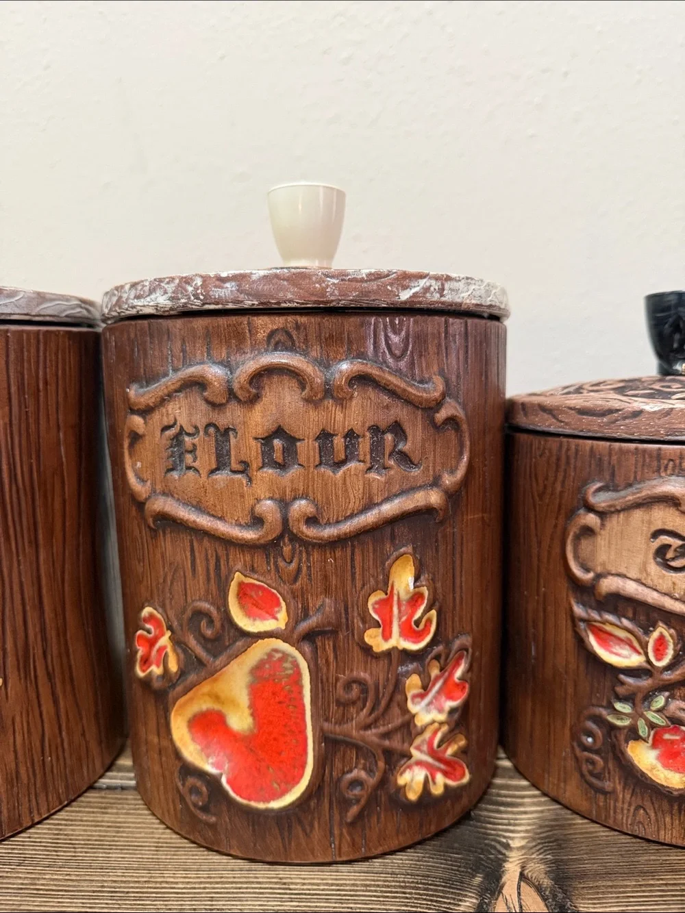 Vintage Treasure Craft USA 4-Piece Canister Set Handmade Boho Farmhouse